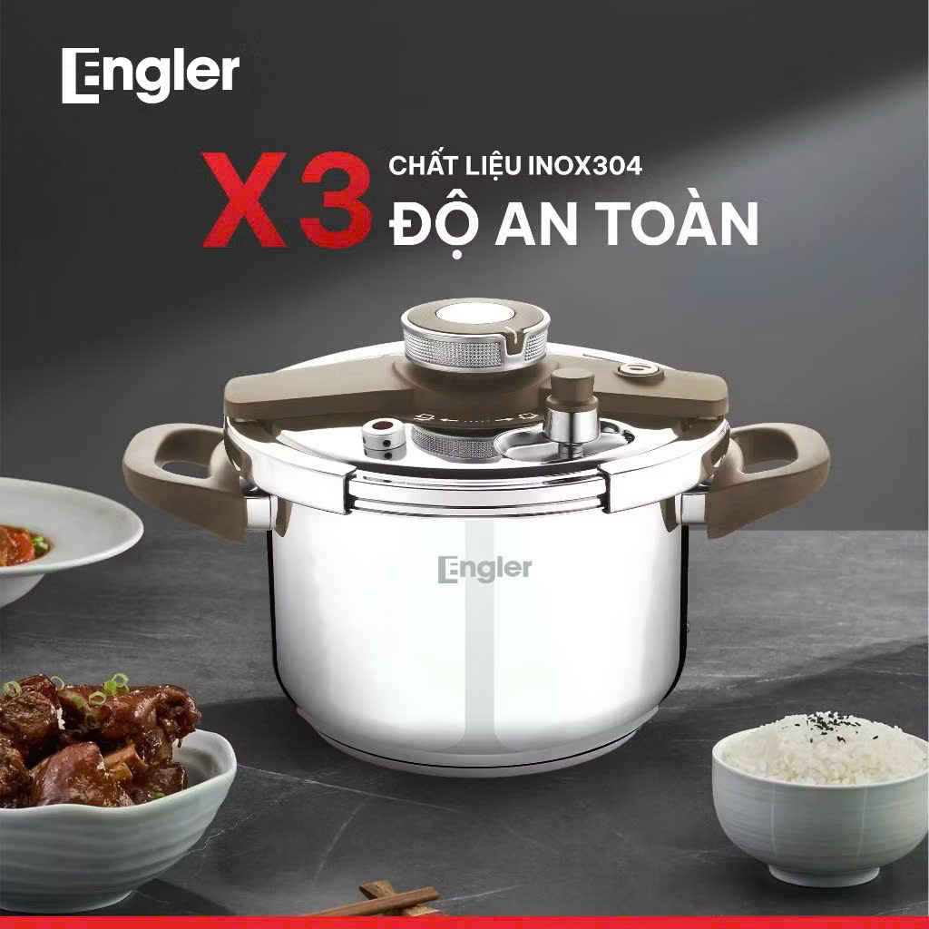 Nồi Áp Suất Cơ Đáy Từ Engler EL9112 Chất Liệu Inox 304 Thiết Kế Tay Cầm Nhựa Chịu Nhiệt Cao